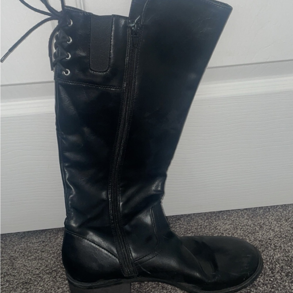 Black Leather Knee-High Boots